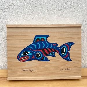 Salmon Legend by Joe Wilson Wooden Decorative Sliding Box 7.5”X10”